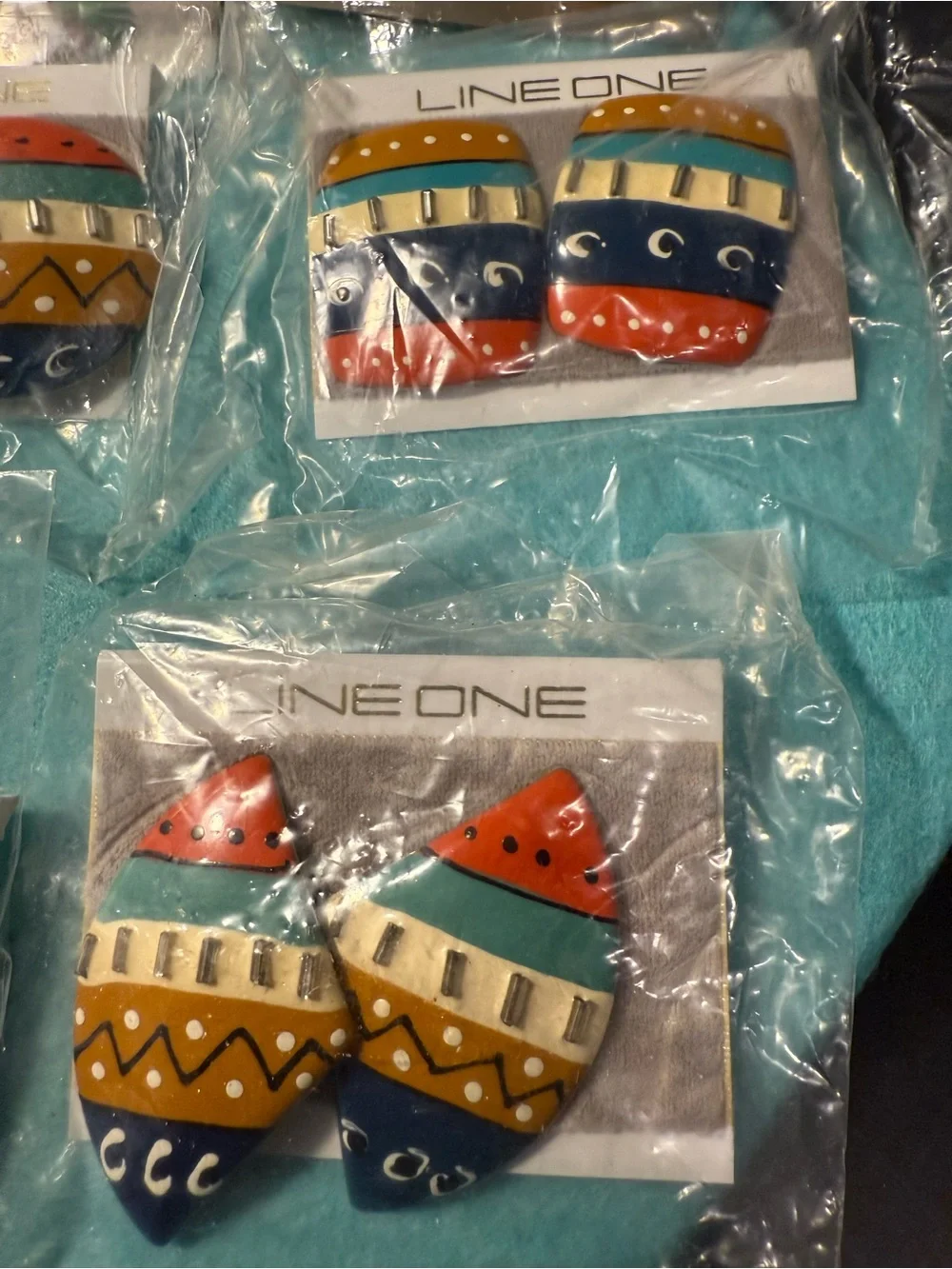 Line One Women’s Colorful Patterned Earrings- Multicolor- lot of 6 - Picture 2 of 6
